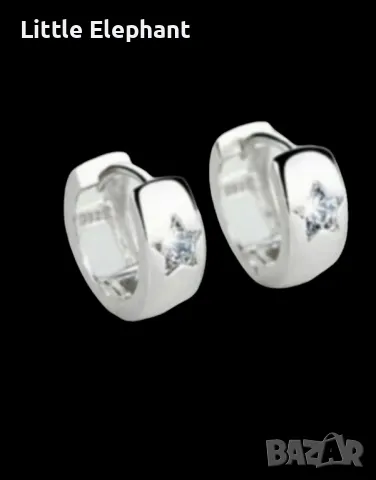 Сребърни обеци звезди с кристали,колекция"Stars white"/нови