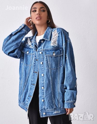 Накъсано дънково яке размер ХС/С, снимка 2 - Якета - 41681051