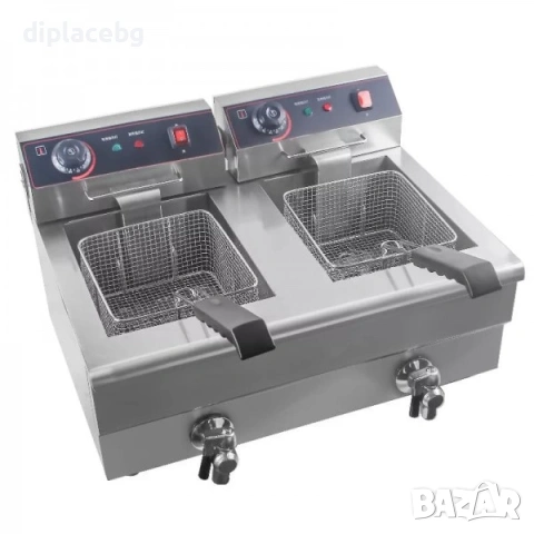 Фритюрник професионален двоен електрически 2х8 литра с кранове