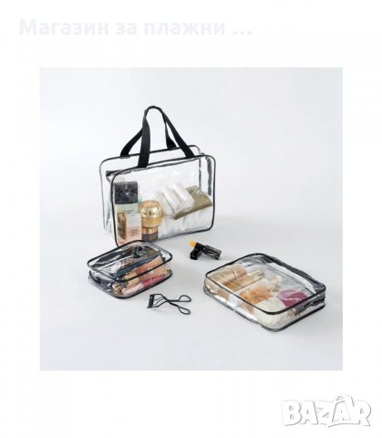 К-Т ОТ 3БР. ПРОЗРАЧНИ НЕСЕСЕРИ С ЦИП - код 2529