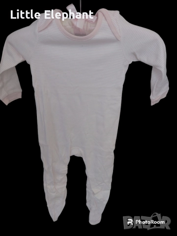 Цяла пижамка тънко райе за 9-12 мес момиченце,бяло и розово,Англия/нова