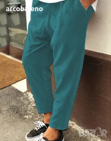 Мъжки кадифени широки ежедневни прави изрязани панталони, 4цвята , снимка 7 - Панталони - 45659359