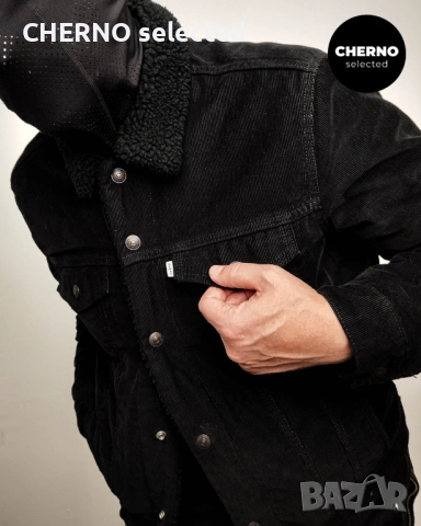 Мъжко черно кадифено яке с шерпа подплата LEVI’S PREMIUM Type III Corduroy Sherpa Trucker Jacket – L