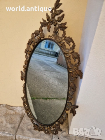 Уникално антикварно френско бронзово огледало , снимка 4 - Антикварни и старинни предмети - 53757353