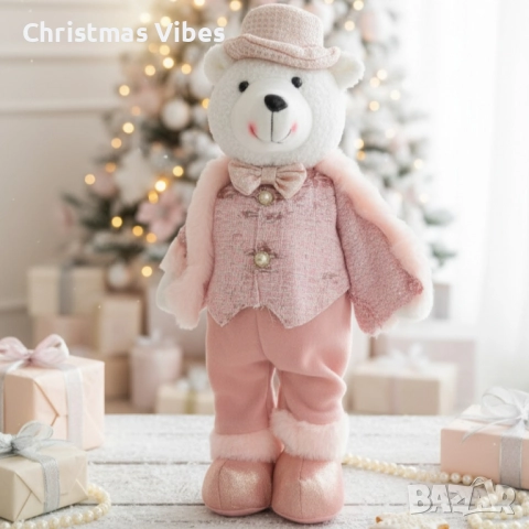 Плюшено мече с празничен тоалет – стилна декорация за дом, офис и подарък. 2 Варианта, снимка 4 - Плюшени играчки - 52119267