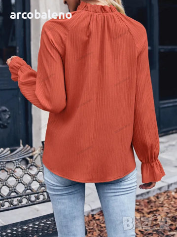 Нова дамска ежедневна едноцветна риза с волани, 4цвята , снимка 15 - Ризи - 44606421