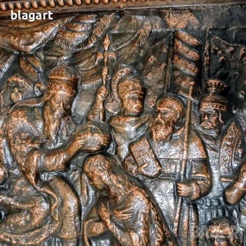 Барелеф-мед, историческа сцена, снимка 2 - Антикварни и старинни предмети - 48914632