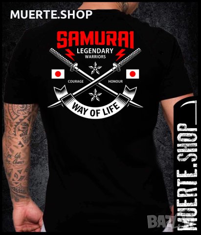 Черна тениска с щампа SAMURAI WAY OF LIFE