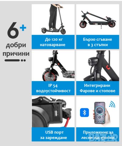 НОВА с гаранция! Електрическа тротинетка скутер E9D 350W до 120 кг, снимка 2 - Други спортове - 42643144