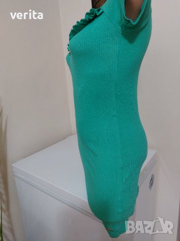 Зелена рокля - рипс, снимка 3 - Рокли - 41456330
