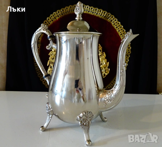 Посребрена бронзова кана,барок,като нова от вътре. , снимка 11 - Антикварни и старинни предмети - 53632227