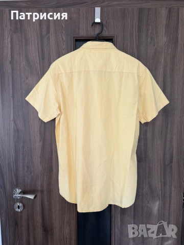 Чисто нова мъжка риза Tommy Hilfiger 80's Two Ply с къс ръкав, жълта, жълт цвят, размер XXL, снимка 10 - Ризи - 56044906