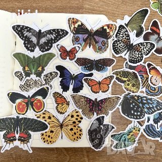 30 бр Пеперуди пеперуда микс самозалепващи лепенки стикери за украса декор картонена торта ръчна изр, снимка 4 - Други - 41717511