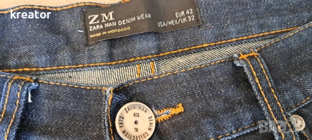 zara man denim wear размер 32 мъжки дънки цвят мастило jeans, снимка 5 - Дънки - 40473375