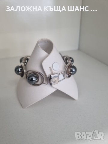 Красива стара сребърна гривна с хематит, снимка 6 - Гривни - 41521250