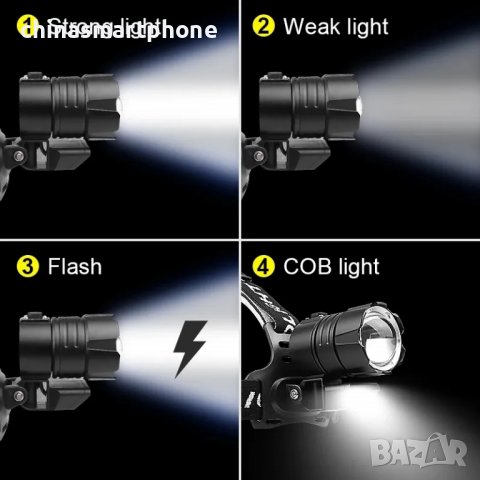 Челник, фенер за глава, 2000 лумена с допълнителна светлина., снимка 6 - Къмпинг осветление - 39995109