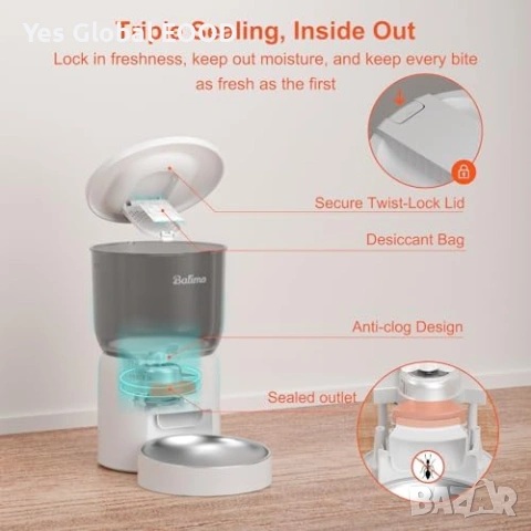 Balimo WiFi автоматична хранилка 3L, снимка 3 - За котки - 53736157