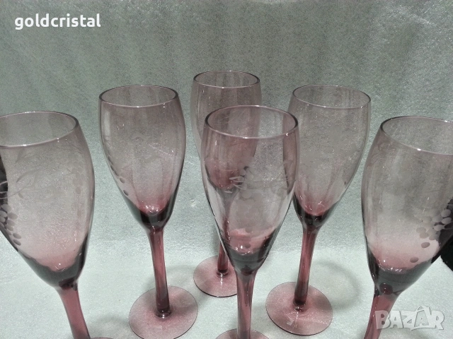 ретро стъклени чаши цветно стъкло , снимка 2 - Антикварни и старинни предмети - 53135804