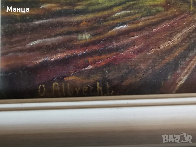 Стара авторска картина масло, снимка 3 - Антикварни и старинни предмети - 50945722