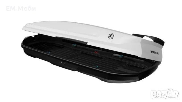 Багажник тип автобокс NORTHLINE Tirol 420 TEF Dual Бял гланц за автомобил, снимка 3 - Аксесоари и консумативи - 47535111