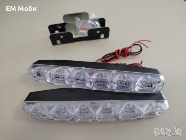 Комплект от 2 бр. Дневни Светлини Халогени Диодни 6 SMD LED DRL 12V Е4 6000К, снимка 3 - Аксесоари и консумативи - 40478499