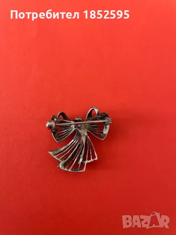 Сребърна брошка с панделка Black Friday, снимка 4 - Други - 48753271