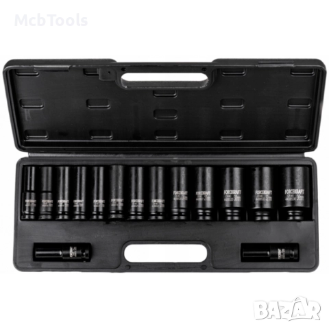 Комплект дълбоки ударни вложки 12-стенни 1/2″ 10 – 36 мм 15 части ROCKFORCE, снимка 2 - Други инструменти - 52881310