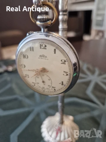 Рядък антикварен колекционерски швейцарски джобен часовник Ibaria , снимка 4 - Антикварни и старинни предмети - 50684980