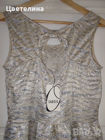 Дамски официален златист топ с панделка на гърба размер M OASIS, снимка 5 - Корсети, бюстиета, топове - 42613010