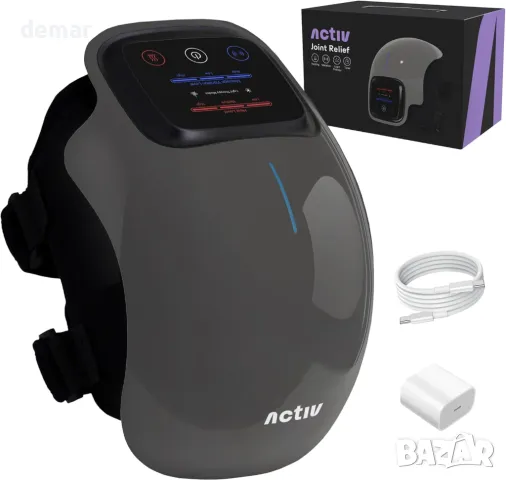 Масажор за коляно Activ Joint Relief (сив) с инфрачервена топлина, червена светлина и вибрации, снимка 1