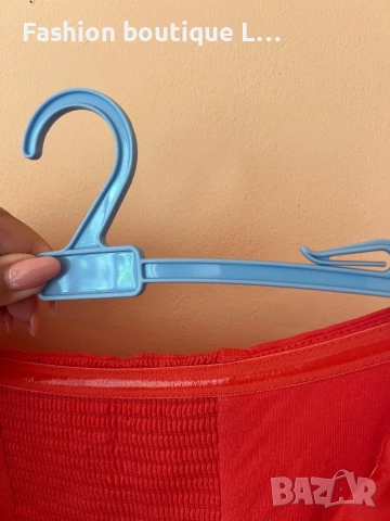 Дълга оранжева рокля без презрамки с връзки през врата и силиконова лента,за да не се свлича 🧡🧡🧡, снимка 9 - Рокли - 51808944