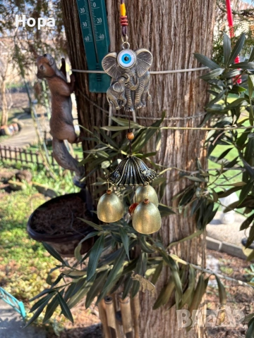 Метален вятърен звънец със слонче и окото на Назар, снимка 11 - Декорация за дома - 53663807
