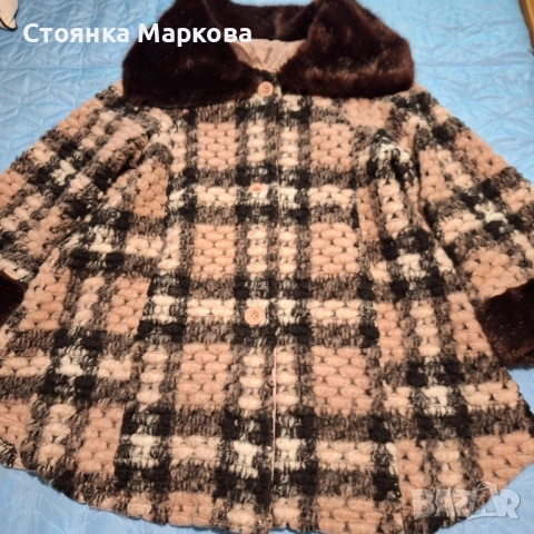 Красиво палто тип плетка в розово