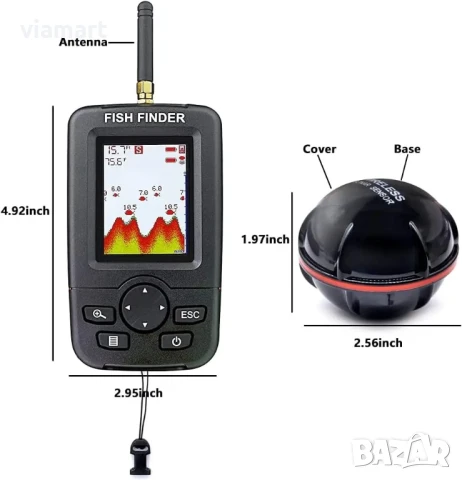 Безжичен сонар за риболов Fish Finder XJ01B - сензор с USB зареждане, до 100 м обхват, снимка 5 - Оборудване и аксесоари за оръжия - 50526790