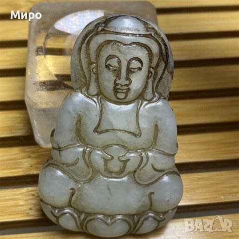 НЕФРИТ БУДА РЕЛИГИЯ АЗИЯ МЕДАЛЬОН ВИСУЛКА ТАЛИСМАН АМУЛЕТ , снимка 5 - Колиета, медальони, синджири - 41652235