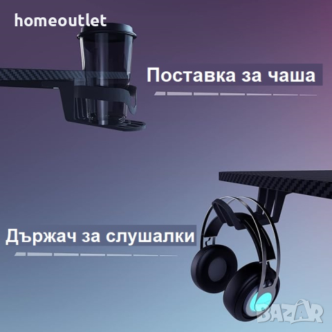 Геймърско бюро, HLONONE 33DESK16, 160 x 70 см, снимка 5 - Бюра - 44758813