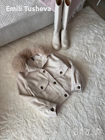Яке от габардин с пухкава яка, снимка 10 - Якета - 53309444