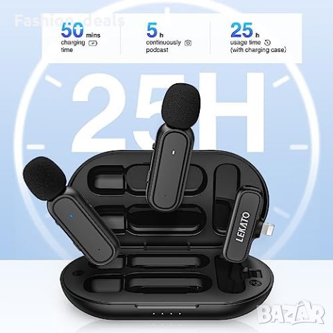 Нов Безжичен Двоен микрофон с калъф за iPhone iPad Айпад Видеозапис, снимка 4 - Микрофони - 41783426