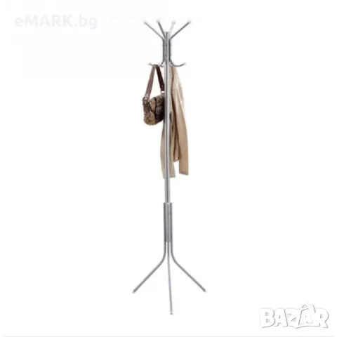 Метална закачалка с 3 крака и 8 закачалки в сив цвят, снимка 1