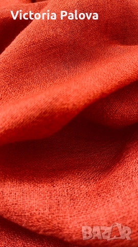 Голям шал тънка вълна цвят теракота, снимка 4 - Шалове - 52652110