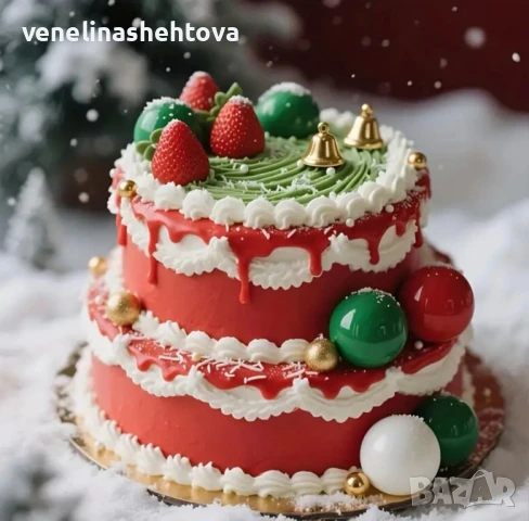 28 броя Коледни топки топчета на тел от стиропор за декорация на торта , снимка 4 - Други - 51172545