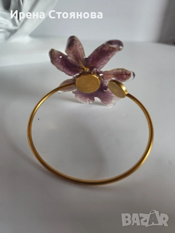 Гривна с естествен цвят на орхидея Miltonia. , снимка 6 - Гривни - 53737993