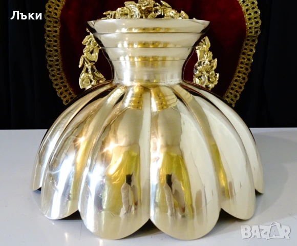 Разкошна бронзова фруктиера на пиедестал 1.1 кг. , снимка 4 - Антикварни и старинни предмети - 53275045