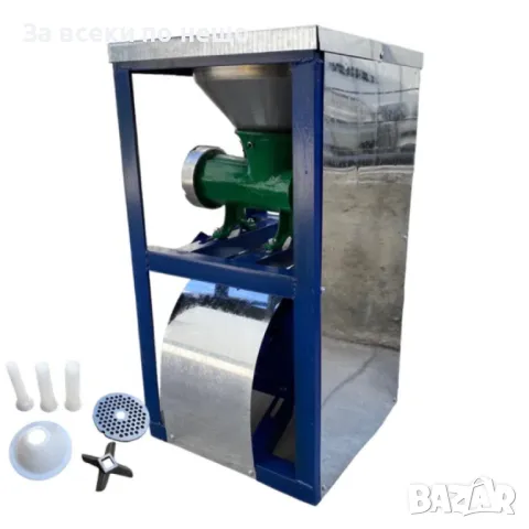 Чугунена месомелачка №32 с електромотор, стойка, метална фуния и плот, снимка 3 - Други инструменти - 50324757