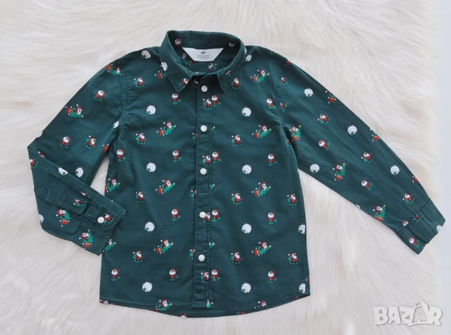 Детска Коледна риза H&M 5-6 години , снимка 2 - Детски ризи - 52330333