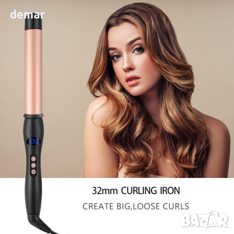 Haglater Curling Wand Бързо нагряваща се керамична маша за коса 32 мм с регулируема температура, снимка 6 - Маши за коса - 44515622