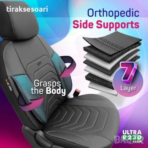 Луксозна тапицерия OTOM Core Design черна със сив шев – универсален комплект, снимка 7 - Аксесоари и консумативи - 53625111