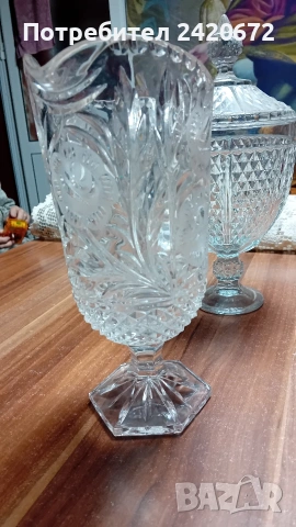 кристална кана Bohemia и кристална купа, снимка 2 - Кани - 53657725