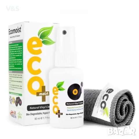Ecomoist Natural Vinyl Cleaner 50ml with Fine Microfiber Towel - антибактериален спрей и микрофибърн, снимка 2 - Грамофони - 50240626