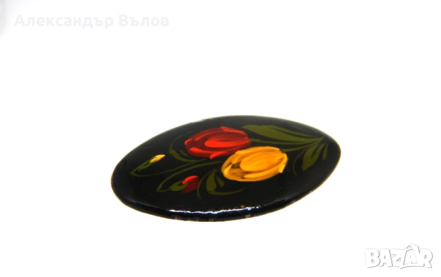 Стара Руска Брошка Лалета Цветя Ръчнорисувана, снимка 6 - Антикварни и старинни предмети - 51614699